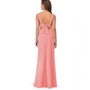 NWT Azazie Long Bridesmaid Dress Chiffon Criss Cross Tie Cut Off Back 6